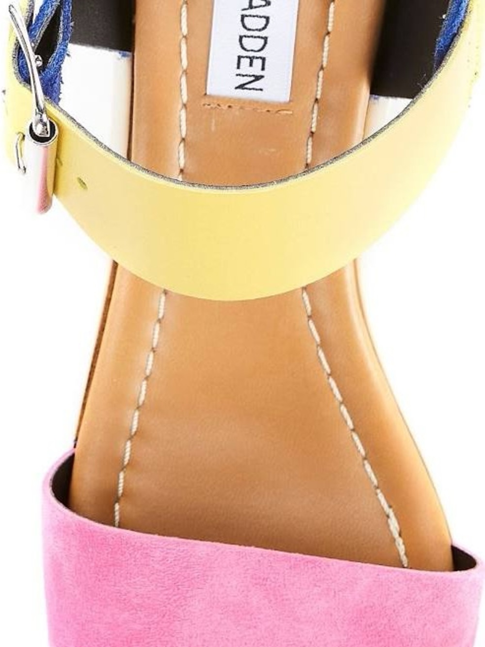 Steve Madden Pink, Yellow & Blue Platform Wedge Sandal - Picture 4 of 7